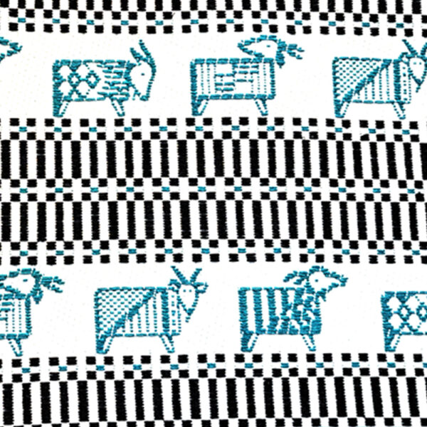 Tessuto sardo animali azzurro & nero - immagine 2